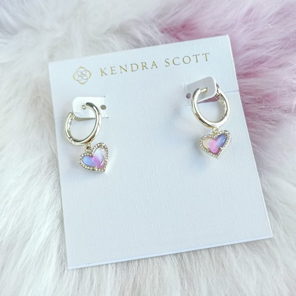 Gold Ari Heart Watercolor Illusion Huggie Earrings - Picture 1 of 3